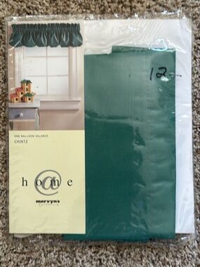 2 Vintage Green Mervyns Balloon Valances 70x 14